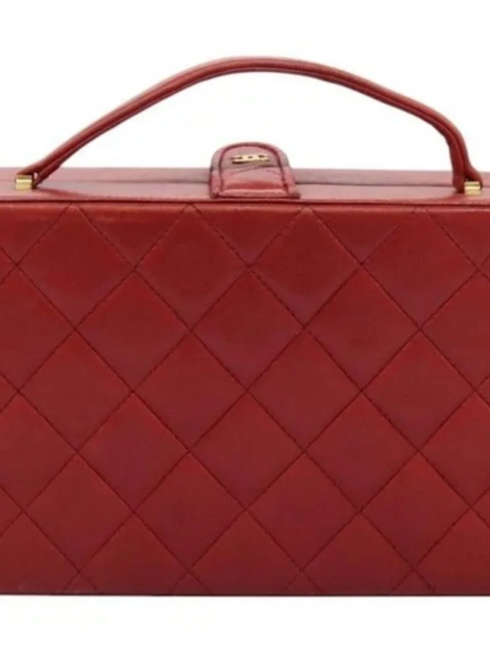 CHANEL Matelasse Hand Bag Lamb Skin 2way Red CC Auth 115600V